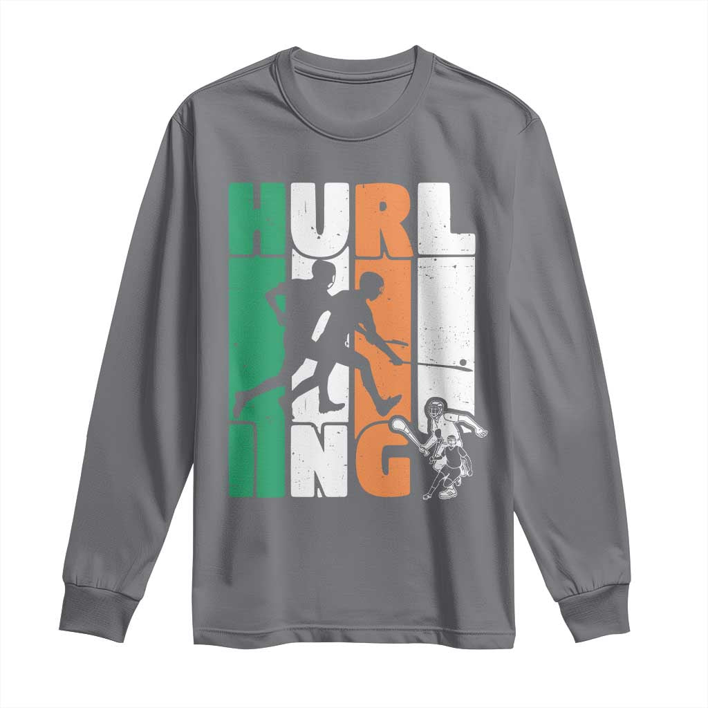 Irish Hurling Hurler Long Sleeve Shirt TS09 Charcoal Print Your Wear