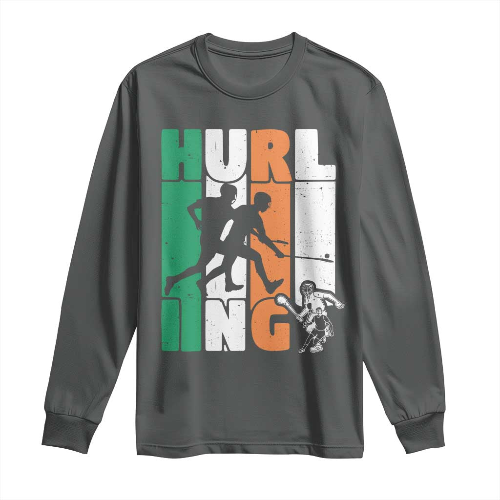 Irish Hurling Hurler Long Sleeve Shirt TS09 Dark Heather Print Your Wear
