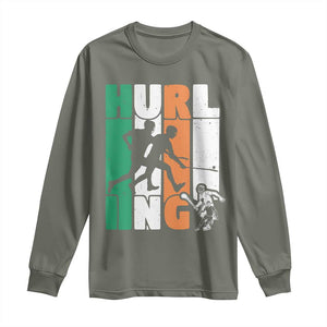 Irish Hurling Hurler Long Sleeve Shirt TS09 Military Green Print Your Wear