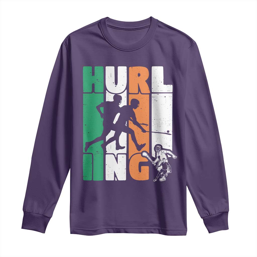 Irish Hurling Hurler Long Sleeve Shirt TS09 Purple Print Your Wear