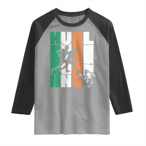 Irish Hurling Hurler Raglan Shirt TS09 Sport Gray Black Print Your Wear