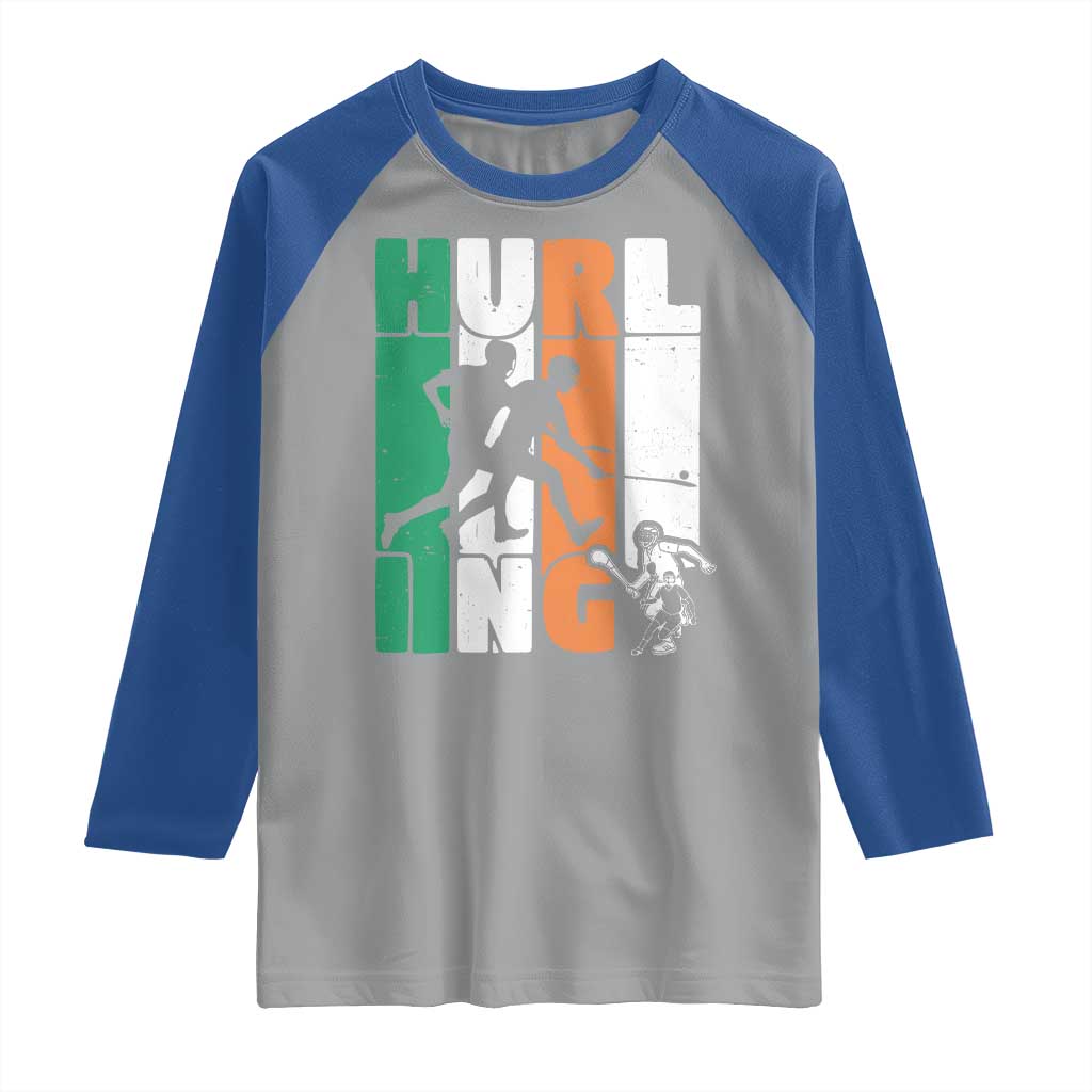 Irish Hurling Hurler Raglan Shirt TS09 Sport Gray Royal Print Your Wear