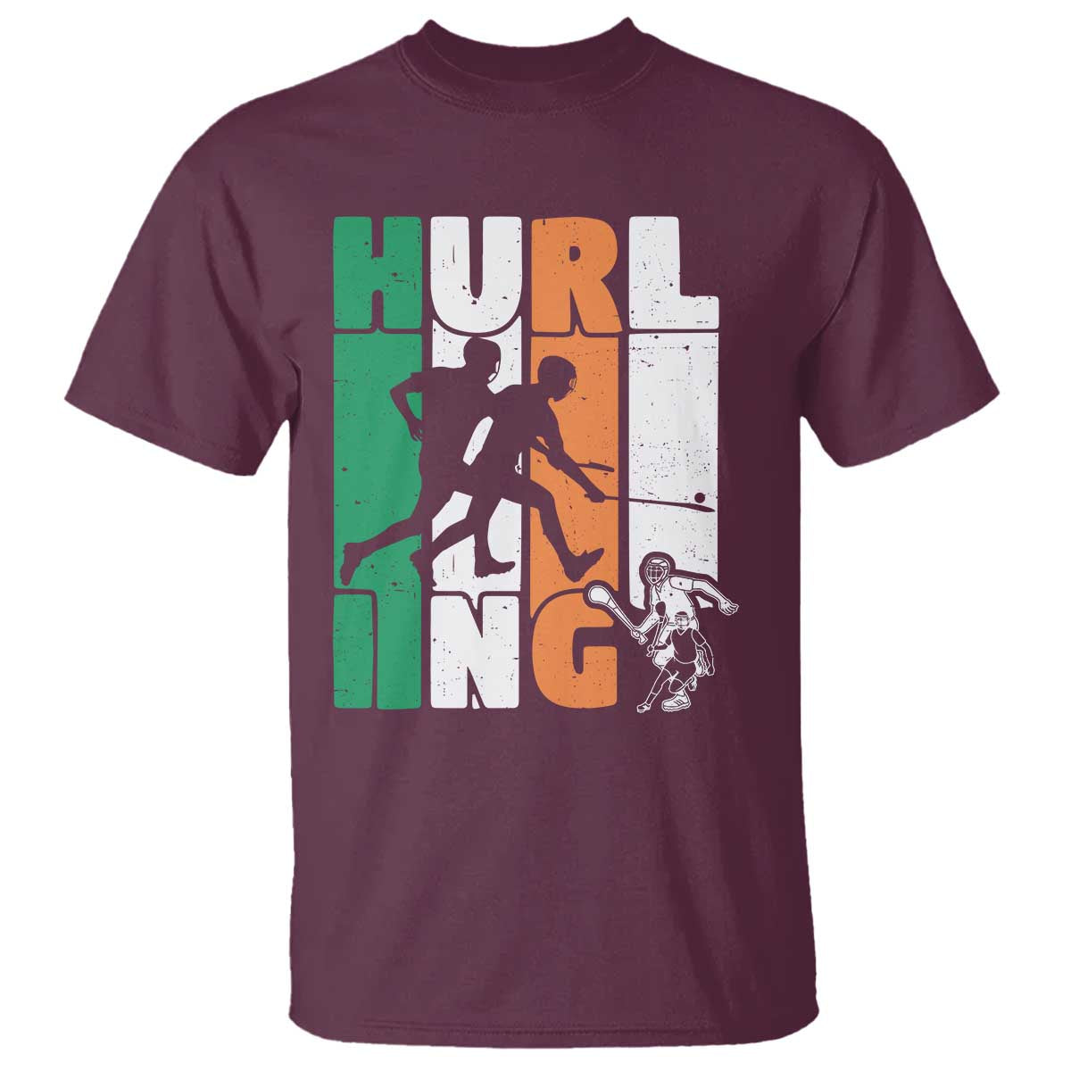 Irish Hurling Hurler T Shirt TS09 Maroon Print Your Wear