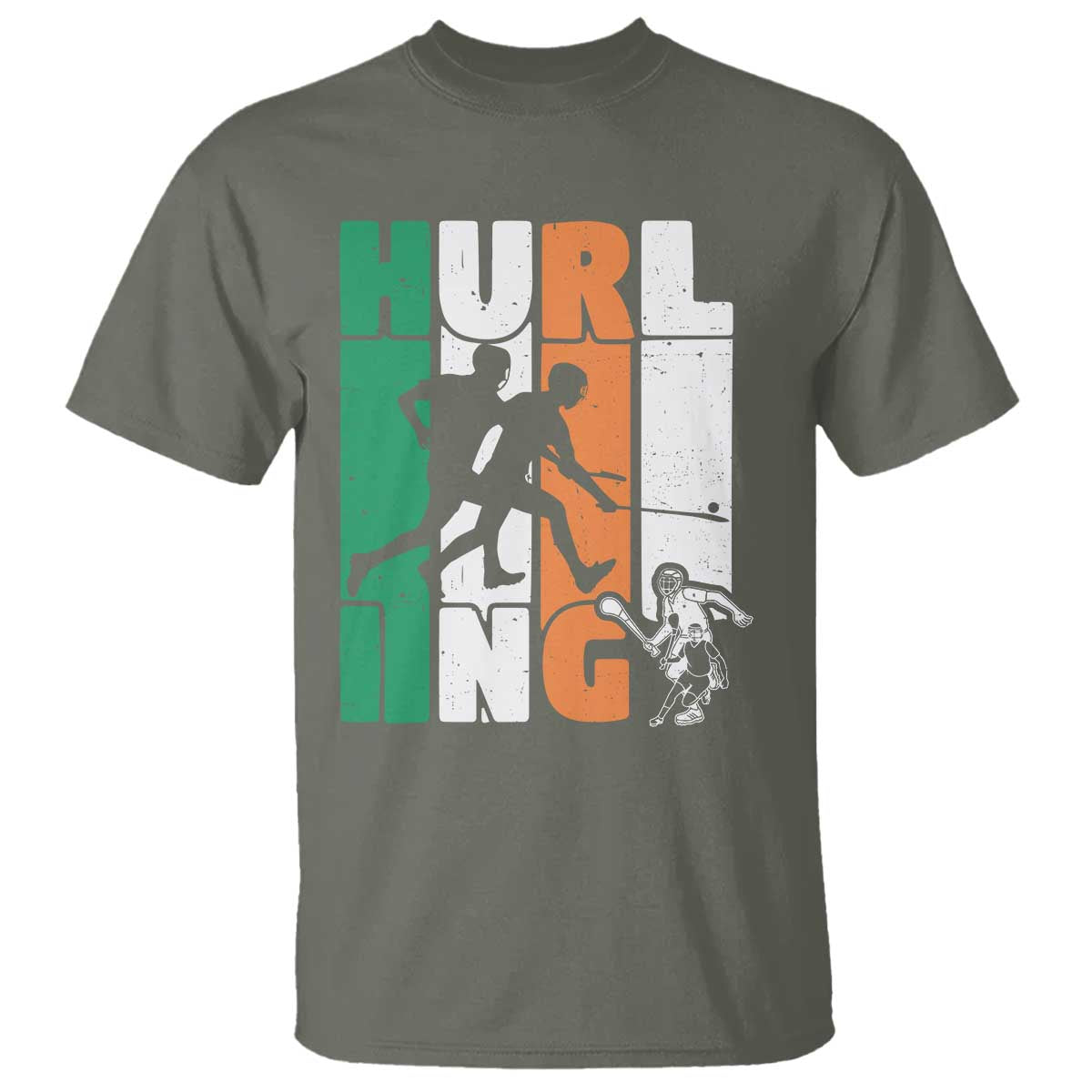 Irish Hurling Hurler T Shirt TS09 Military Green Print Your Wear