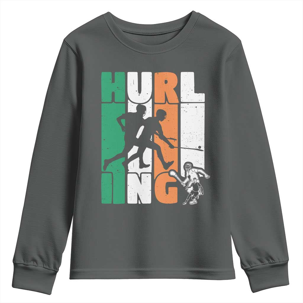 Irish Hurling Hurler Youth Sweatshirt TS09 Dark Heather Print Your Wear
