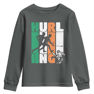 Irish Hurling Hurler Youth Sweatshirt TS09 Dark Heather Print Your Wear