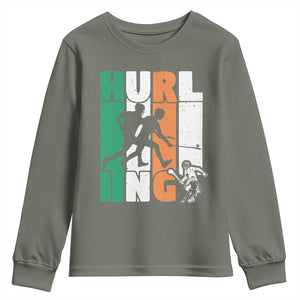 Irish Hurling Hurler Youth Sweatshirt TS09 Military Green Print Your Wear