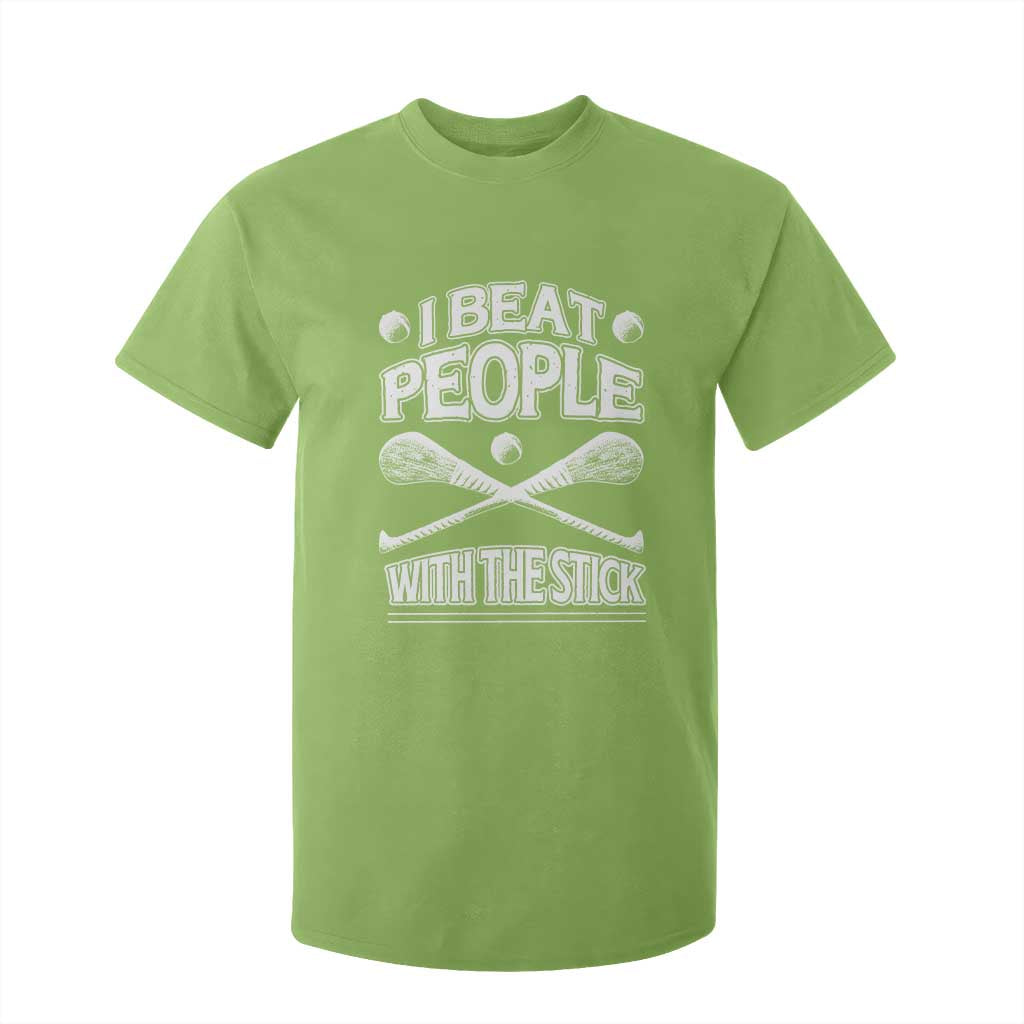 Funny Irish Hurling T Shirt For Kid I Beat People With a Stick TS09 Lime Print Your Wear