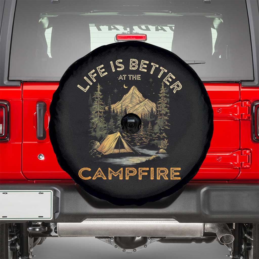 Camping Lover Spare Tire Cover Life Is Better At The Campfire TS09 Black Print Your Wear