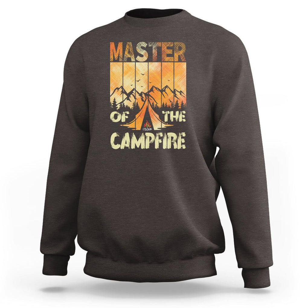 Funny Camping Sweatshirt Master Of The Campfire TS09 Dark Chocolate Printyourwear