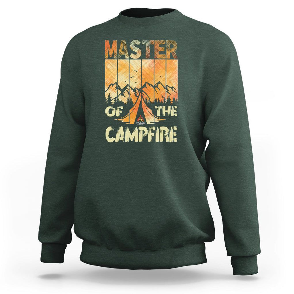 Funny Camping Sweatshirt Master Of The Campfire TS09 Dark Forest Green Printyourwear