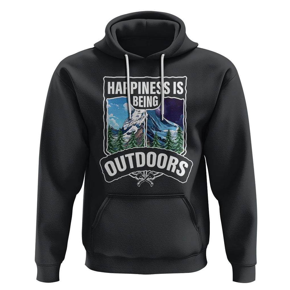 Funny Camping Hoodie Happiness Is Being Outdoor TS09 Black Printyourwear