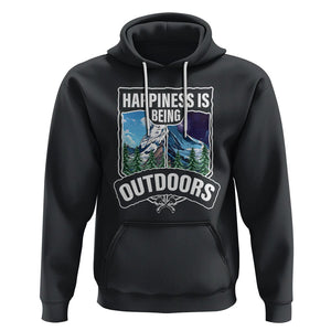 Funny Camping Hoodie Happiness Is Being Outdoor TS09 Black Printyourwear