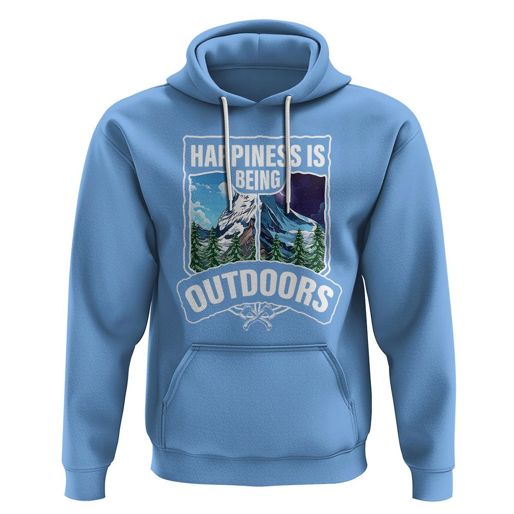 Funny Camping Hoodie Happiness Is Being Outdoor TS09 Carolina Blue Printyourwear