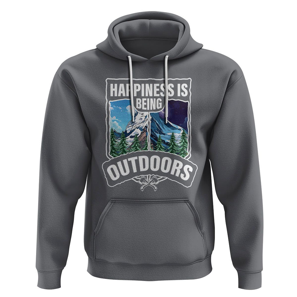 Funny Camping Hoodie Happiness Is Being Outdoor TS09 Charcoal Printyourwear
