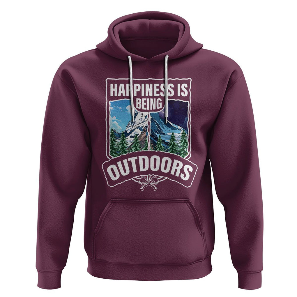 Funny Camping Hoodie Happiness Is Being Outdoor TS09 Maroon Printyourwear