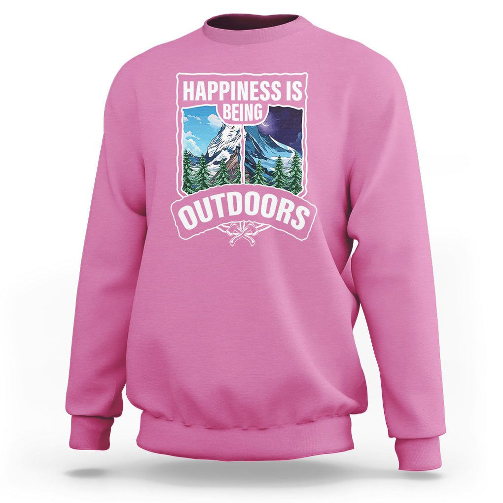 Funny Camping Sweatshirt Happiness Is Being Outdoor TS09 Azalea Printyourwear