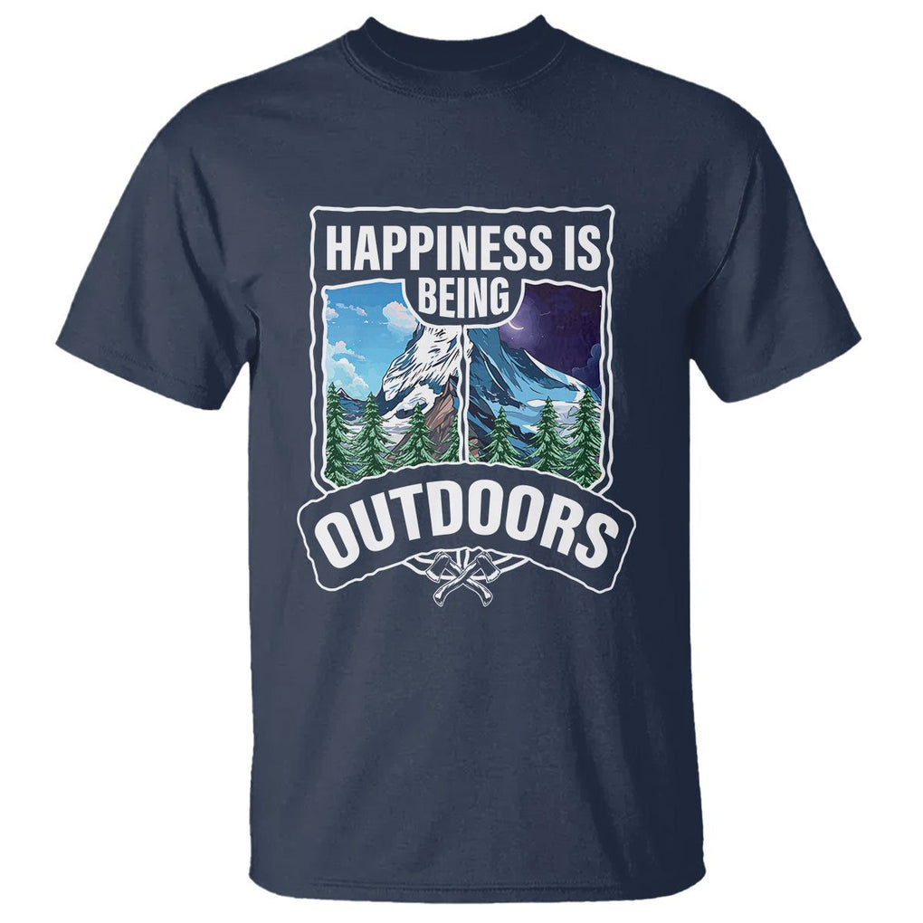 Funny Camping T Shirt Happiness Is Being Outdoor TS09 Navy Printyourwear