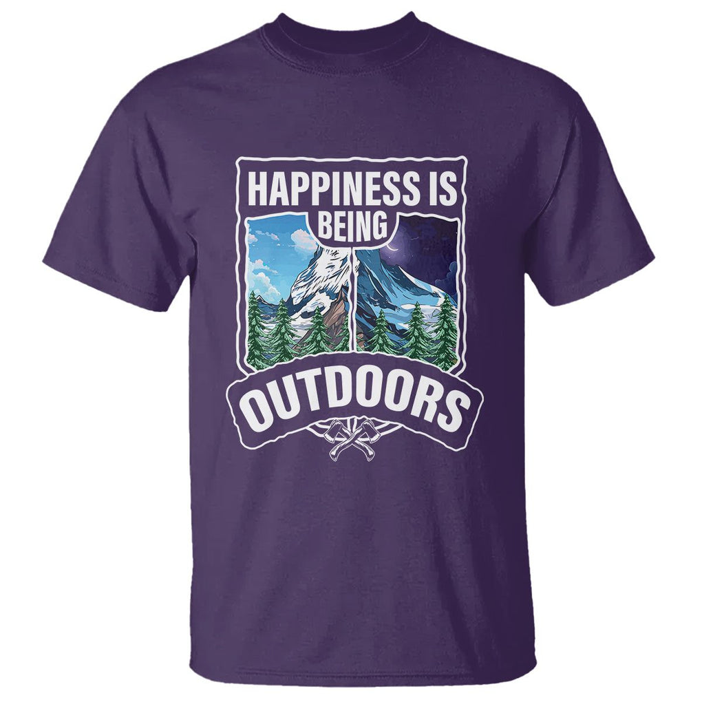 Funny Camping T Shirt Happiness Is Being Outdoor TS09 Purple Printyourwear