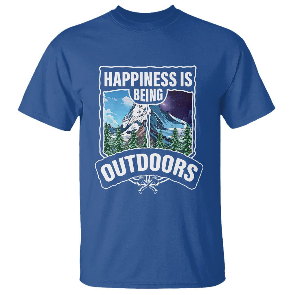 Funny Camping T Shirt Happiness Is Being Outdoor TS09 Royal Blue Printyourwear