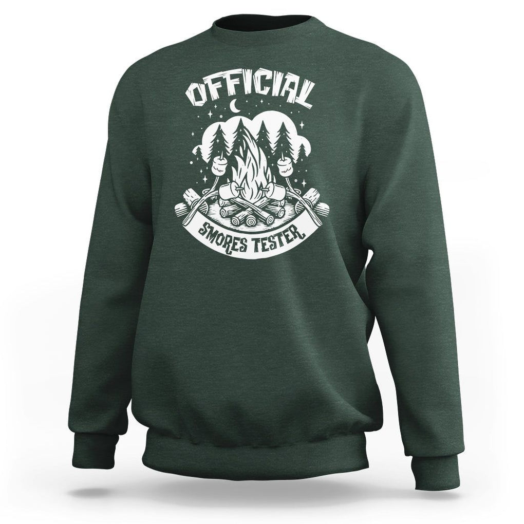 Funny Camping Sweatshirt Official Smores Tester TS09 Dark Forest Green Printyourwear