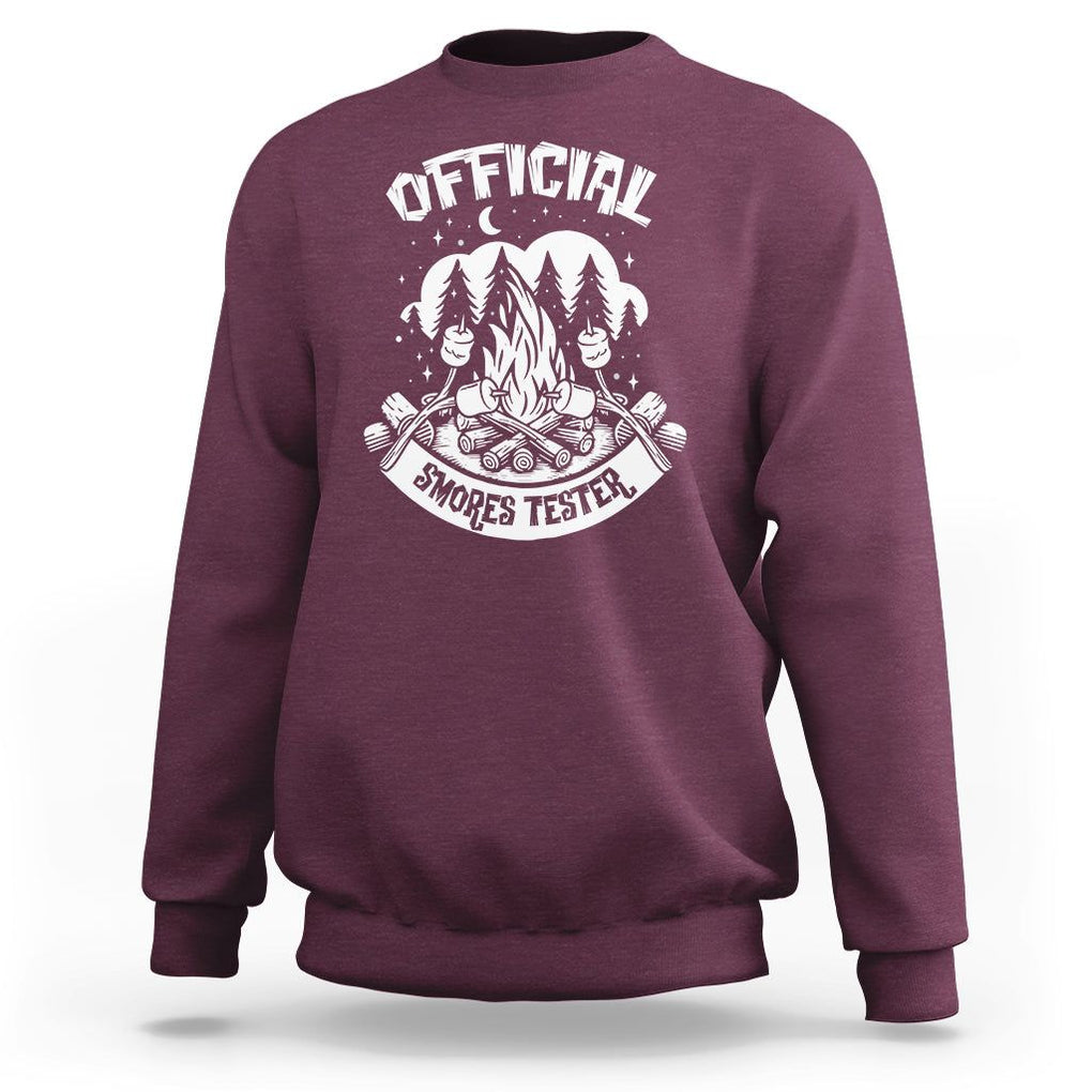 Funny Camping Sweatshirt Official Smores Tester TS09 Maroon Printyourwear