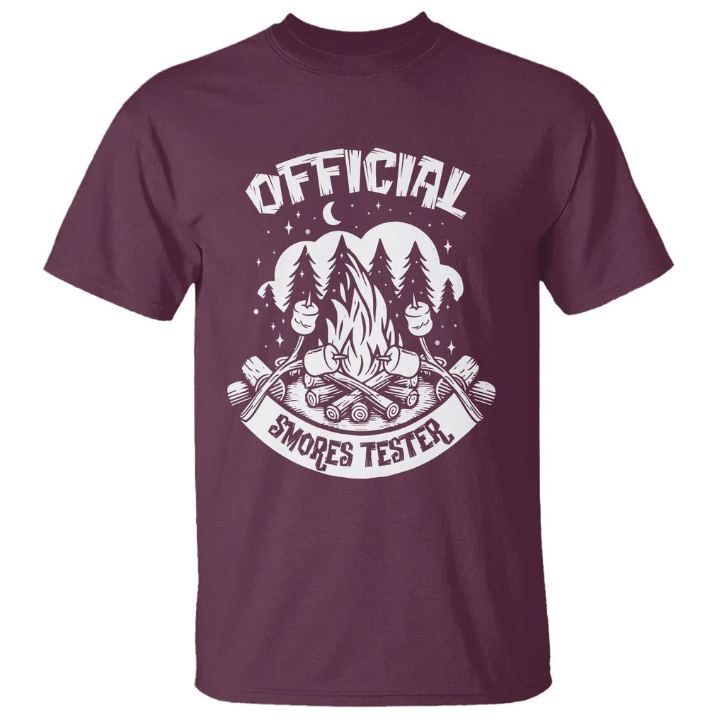 Funny Camping T Shirt Official Smores Tester TS09 Maroon Printyourwear