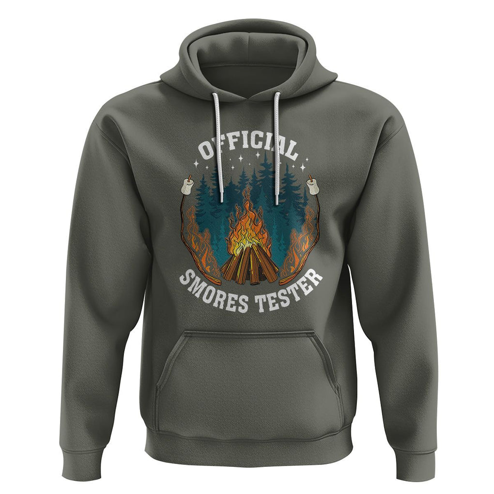 Funny Camping Hoodie Official Smores Tester TS09 Military Green Printyourwear