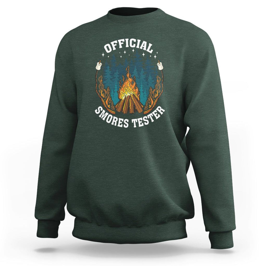Funny Camping Sweatshirt Official Smores Tester TS09 Dark Forest Green Printyourwear