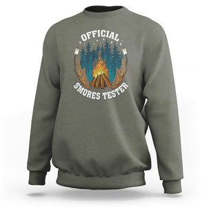 Funny Camping Sweatshirt Official Smores Tester TS09 Military Green Printyourwear