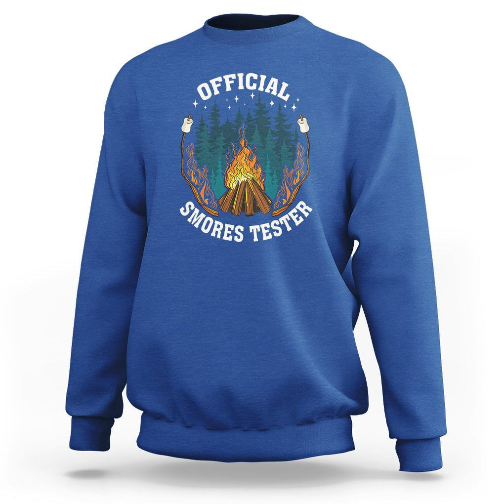 Funny Camping Sweatshirt Official Smores Tester TS09 Royal Blue Printyourwear