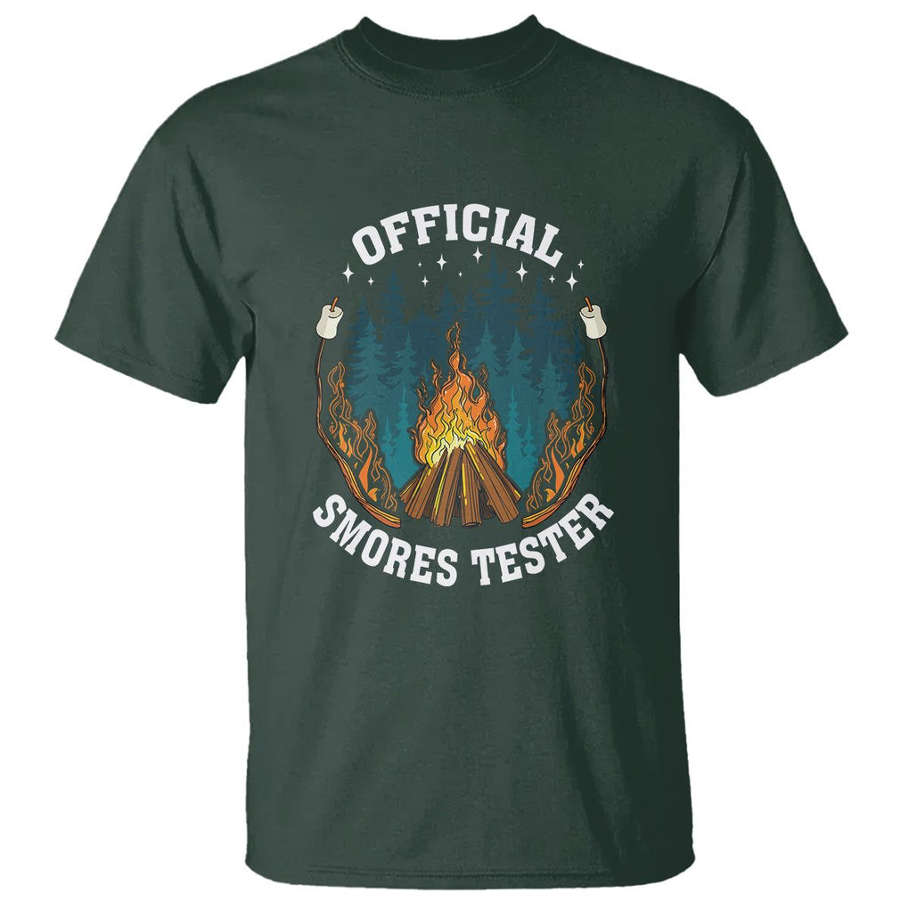 Funny Camping T Shirt Official Smores Tester TS09 Dark Forest Green Printyourwear