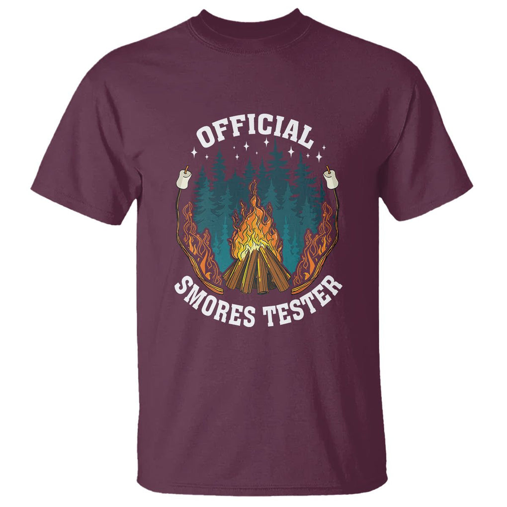 Funny Camping T Shirt Official Smores Tester TS09 Maroon Printyourwear