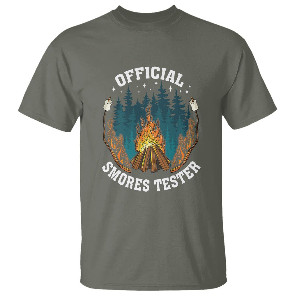 Funny Camping T Shirt Official Smores Tester TS09 Military Green Printyourwear