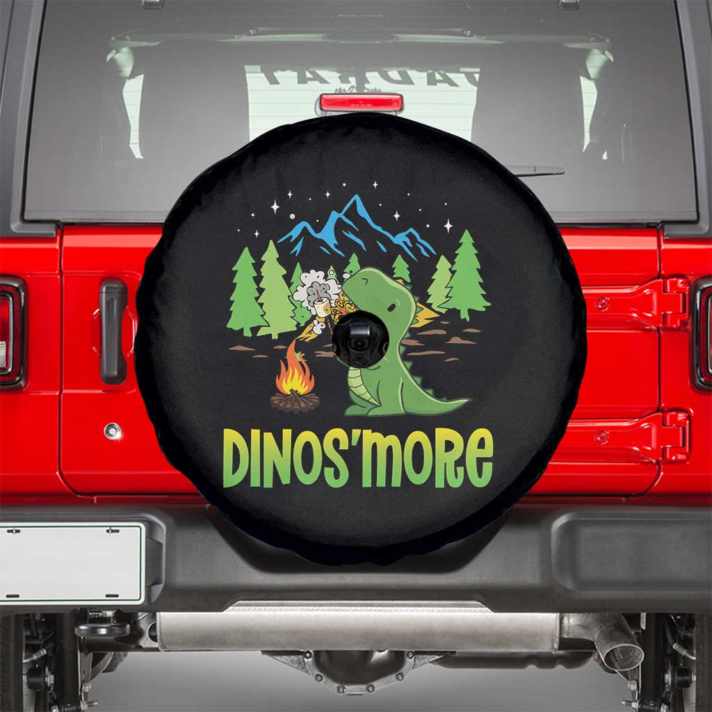Funny Camping Spare Tire Cover Dinos'more Funny Campfire Camper Dinosaur TS09 Black Print Your Wear