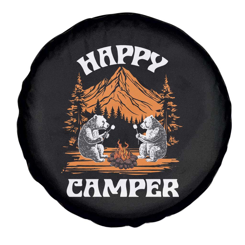 Camping Spare Tire Cover Happy Camper Funny Bear Campfire TS09 Print Your Wear