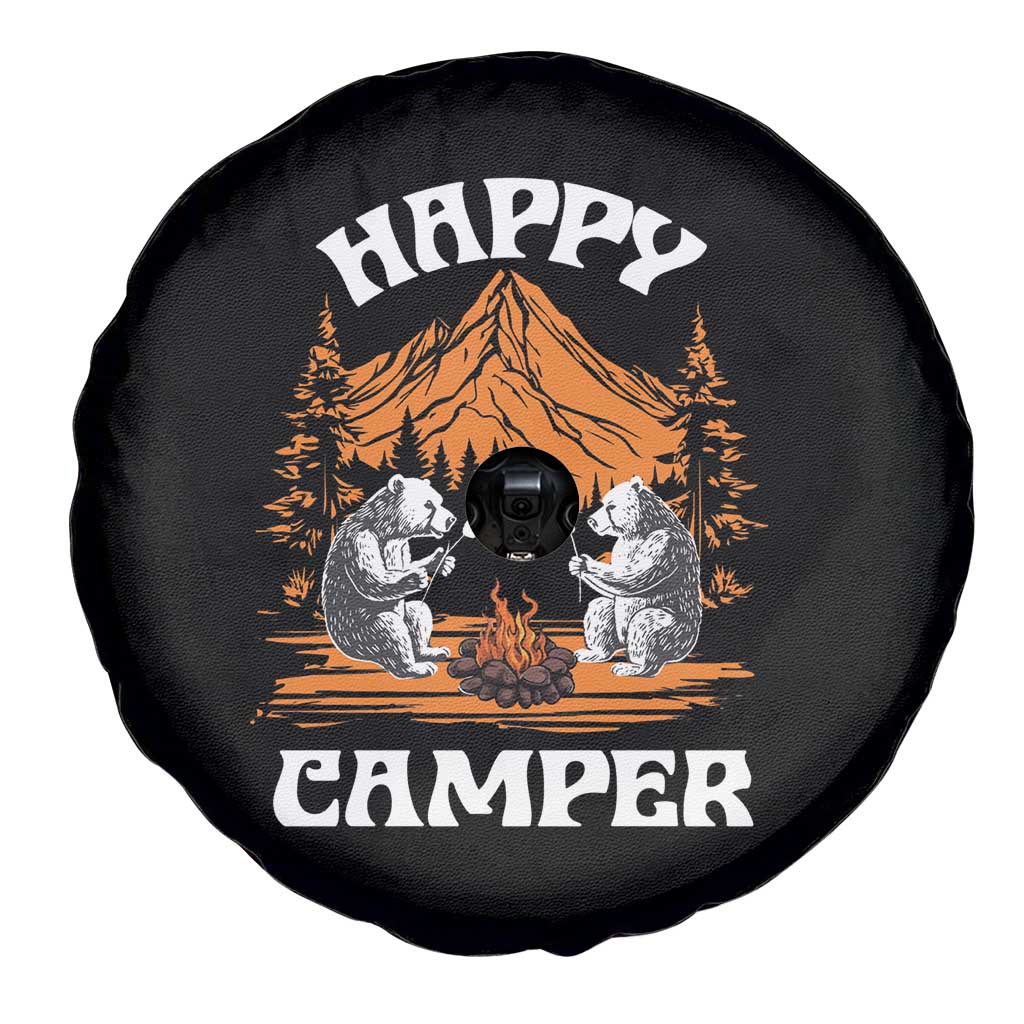 Camping Spare Tire Cover Happy Camper Funny Bear Campfire TS09 Print Your Wear