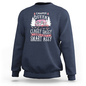 Funny Camping Sweatshirt Camper Queen Classy Sassy And A Bit Smart Assy Flamingo TS09 Navy Printyourwear