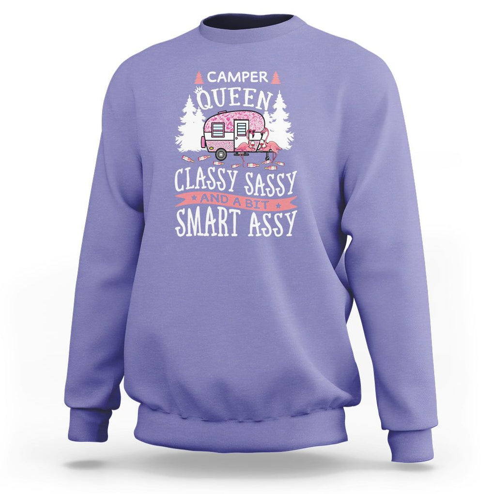 Funny Camping Sweatshirt Camper Queen Classy Sassy And A Bit Smart Assy Flamingo TS09 Violet Printyourwear