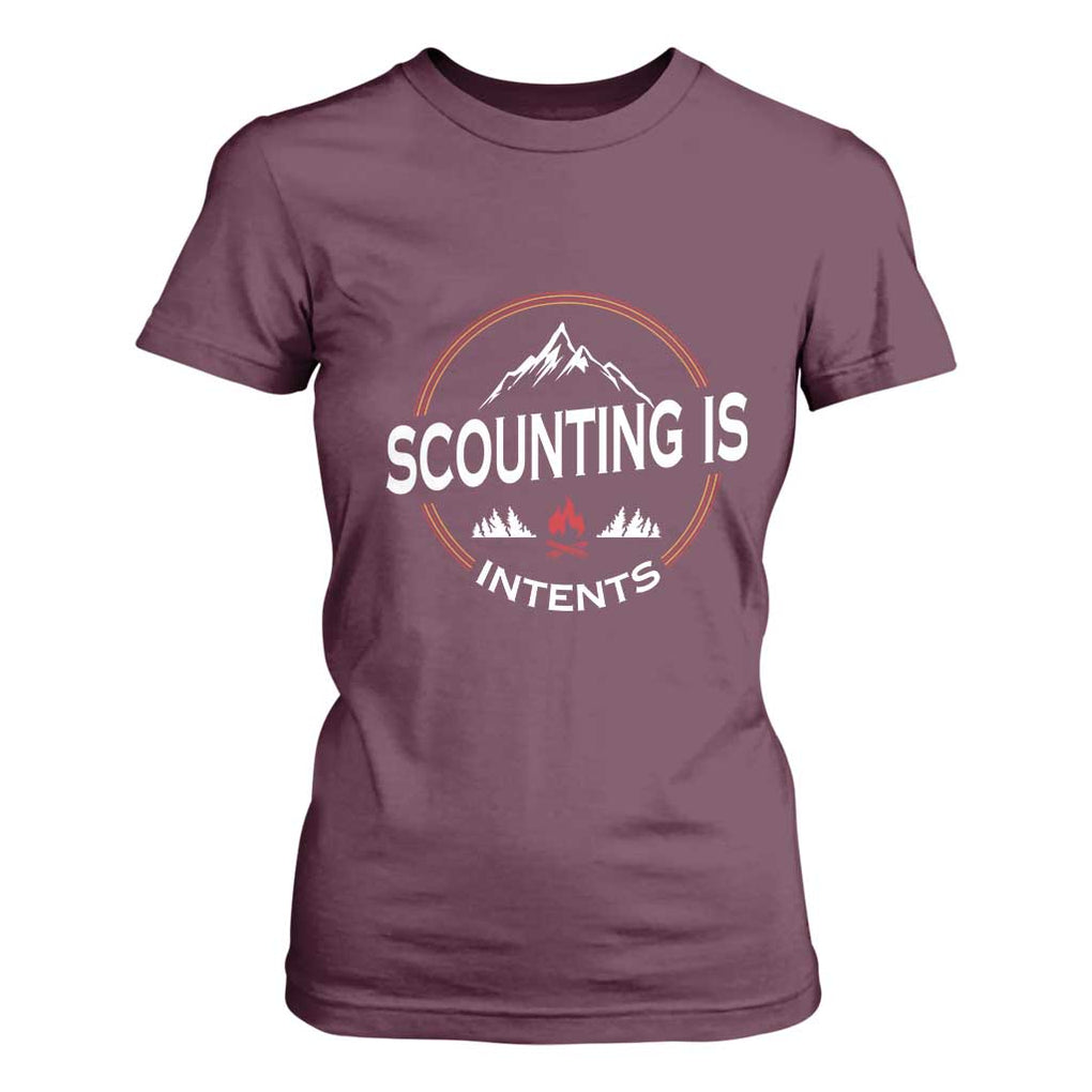 Scouting Is Tent T Shirt For Women TS09 Maroon Print Your Wear