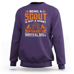 Scouting Sweatshirt Being A Scout Is Not A Hobby It's A Post Apocalyptic Survival Skill TS09 Purple Printyourwear