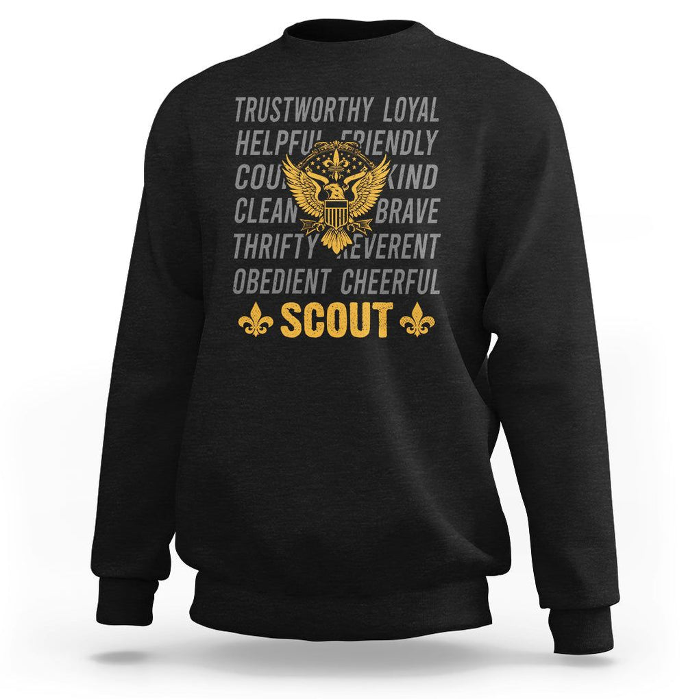 Scouting Sweatshirt America Flag Scouting Law Camping Outdoor Adventure TS09 Black Printyourwear