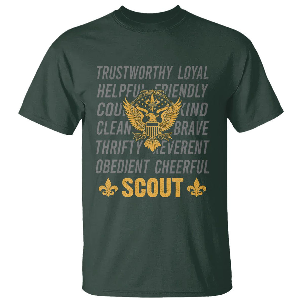 Scouting T Shirt America Flag Scouting Law Camping Outdoor Adventure TS09 Dark Forest Green Printyourwear