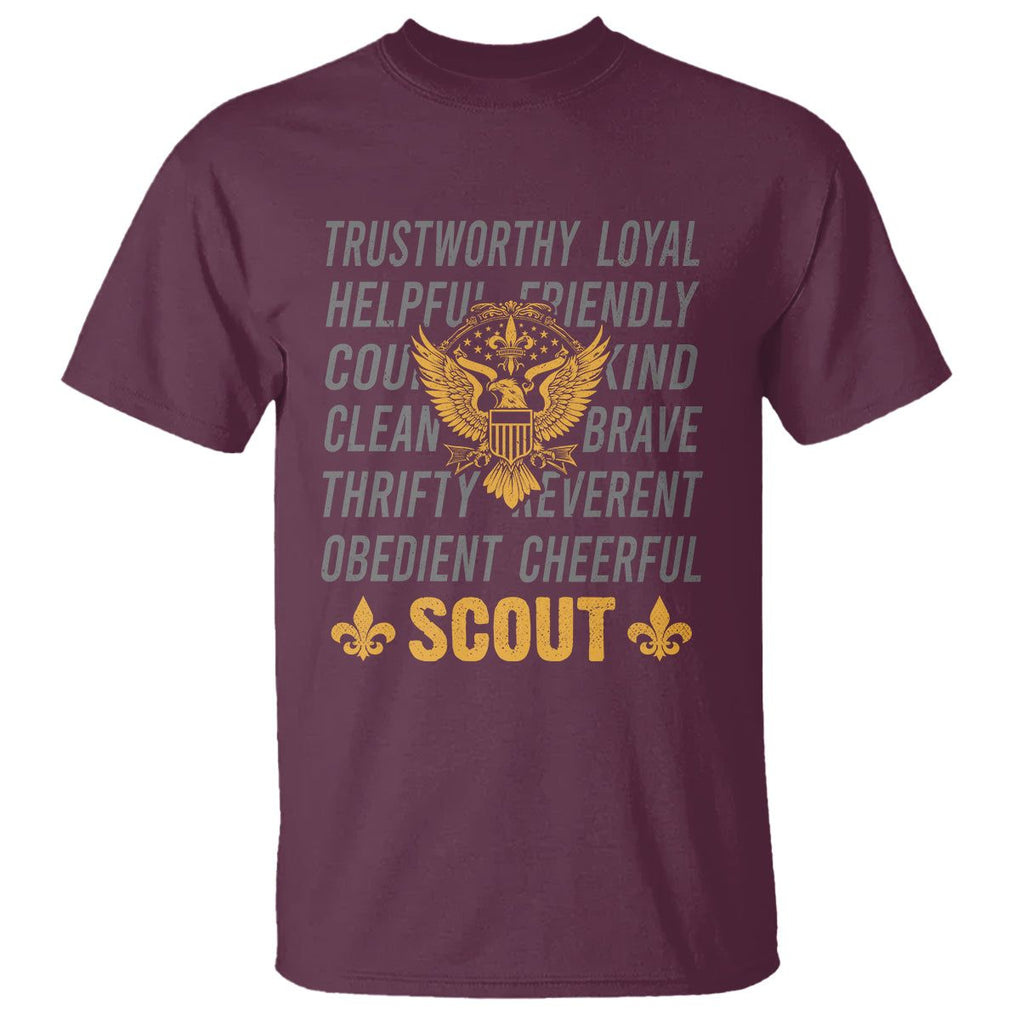 Scouting T Shirt America Flag Scouting Law Camping Outdoor Adventure TS09 Maroon Printyourwear