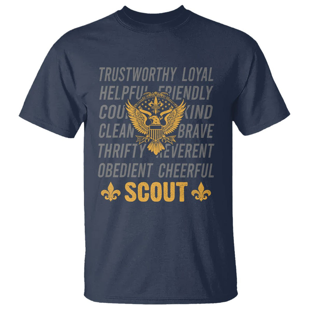 Scouting T Shirt America Flag Scouting Law Camping Outdoor Adventure TS09 Navy Printyourwear