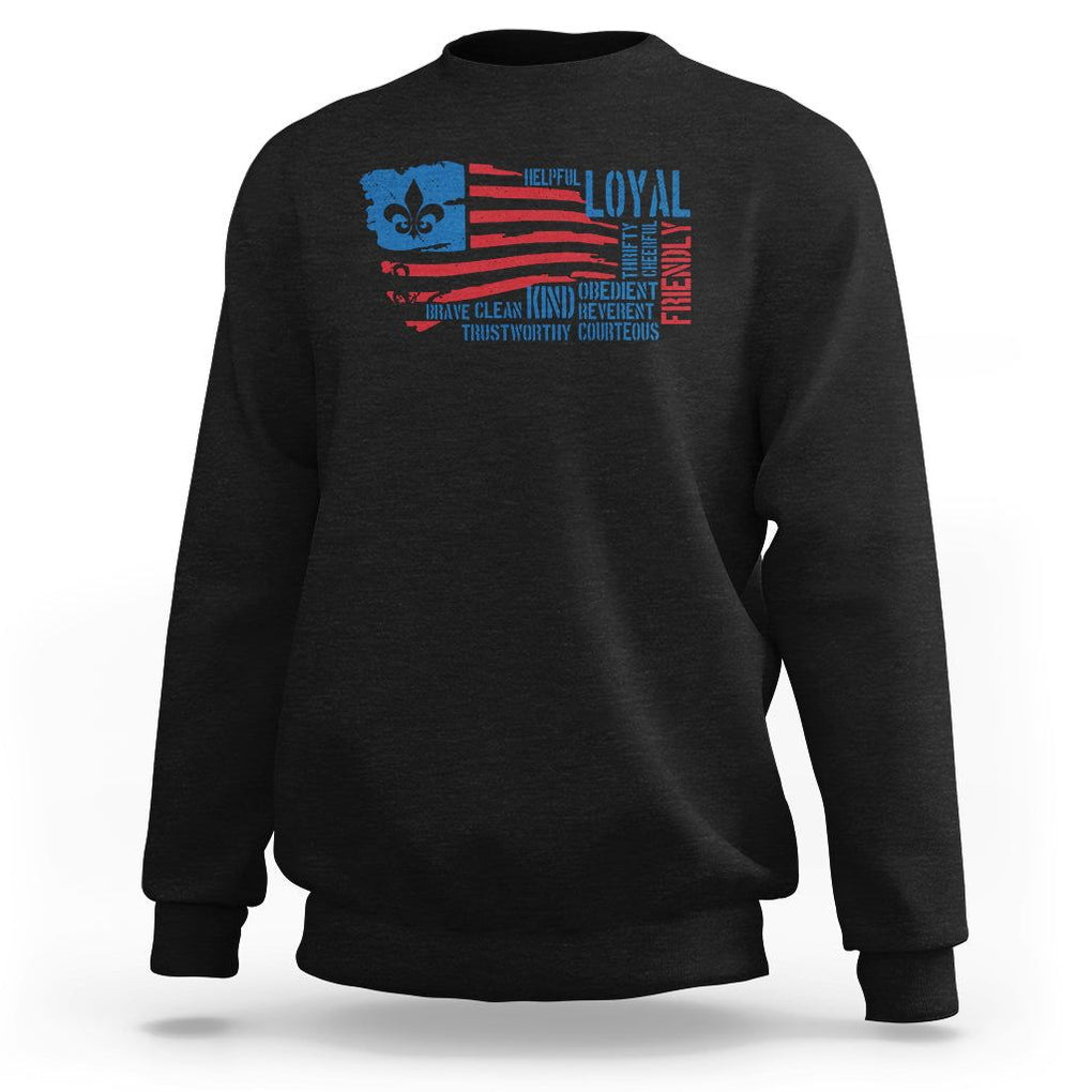 Scouting Sweatshirt America Flag Scouting Law Camping Outdoor Adventure TS09 Black Printyourwear