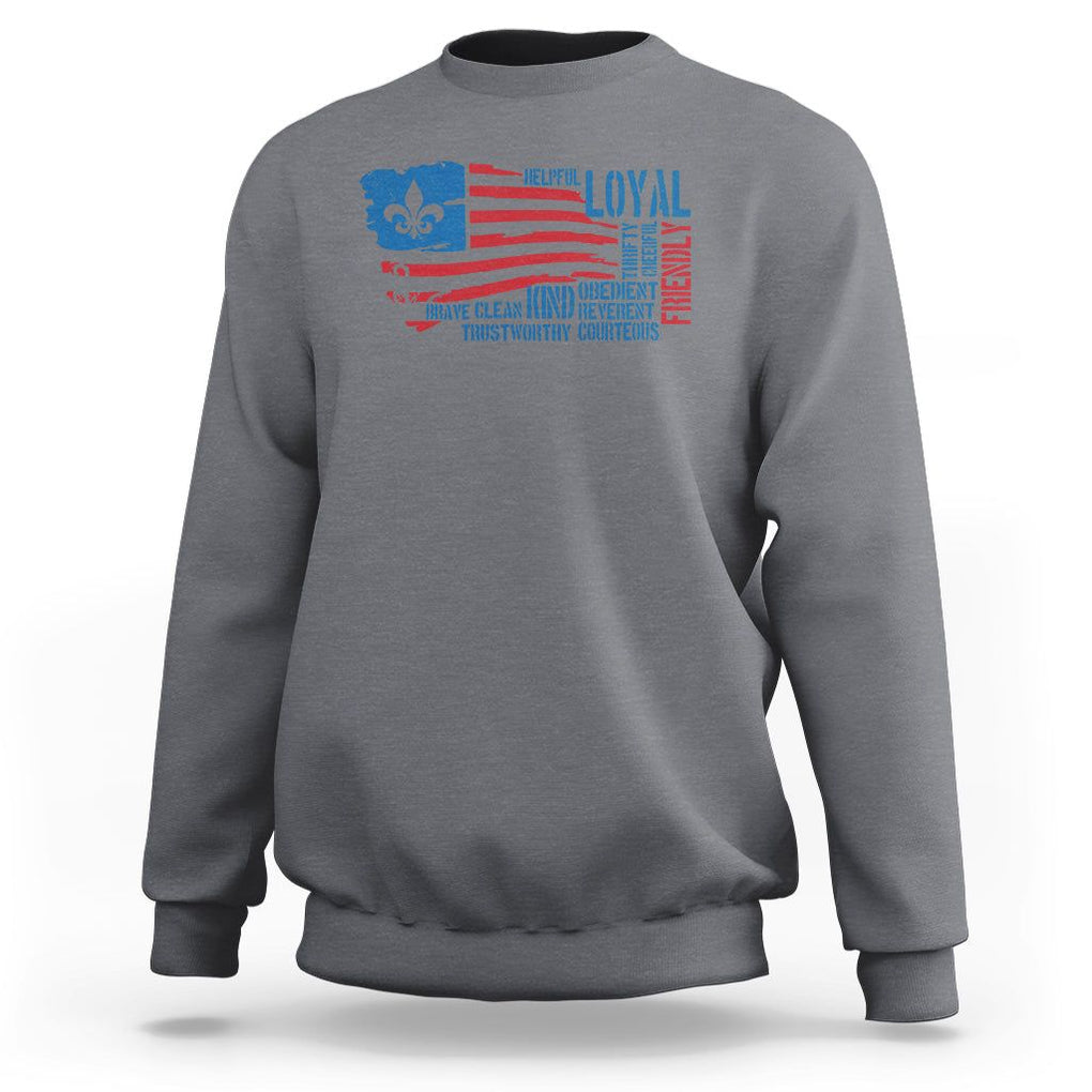 Scouting Sweatshirt America Flag Scouting Law Camping Outdoor Adventure TS09 Charcoal Printyourwear