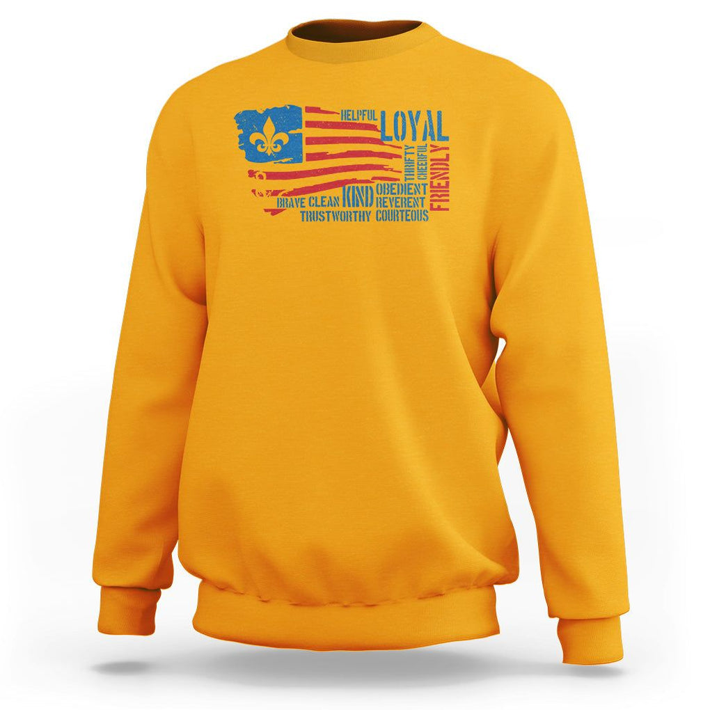 Scouting Sweatshirt America Flag Scouting Law Camping Outdoor Adventure TS09 Gold Printyourwear