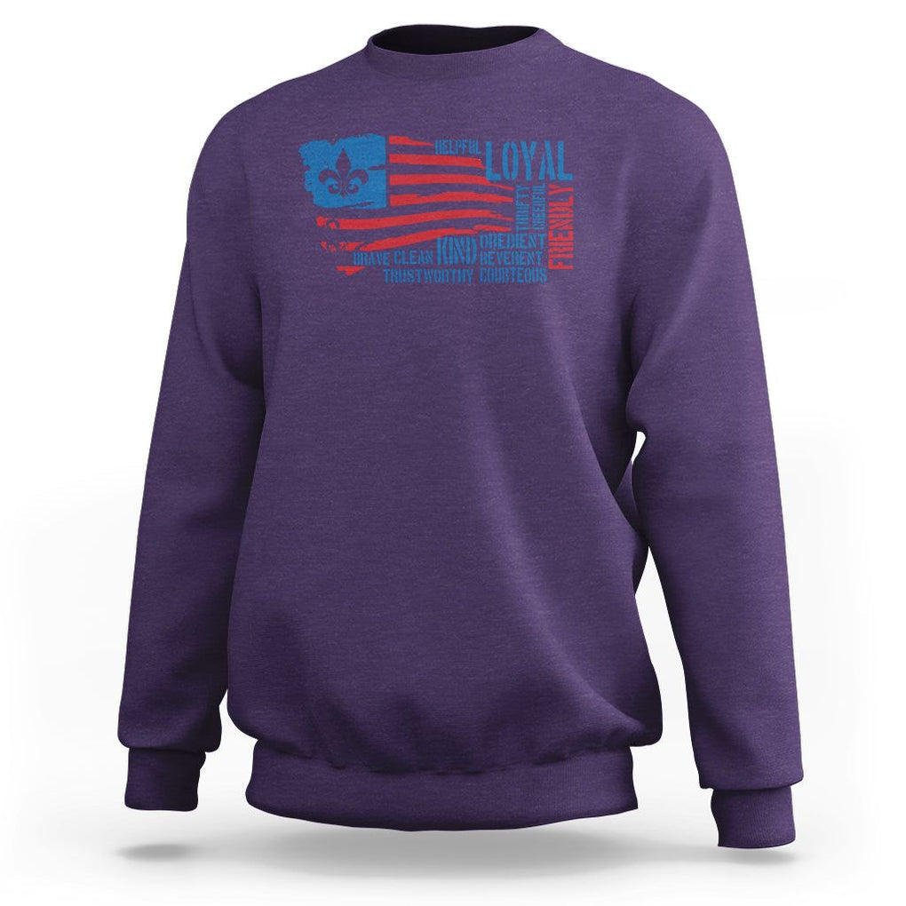 Scouting Sweatshirt America Flag Scouting Law Camping Outdoor Adventure TS09 Purple Printyourwear