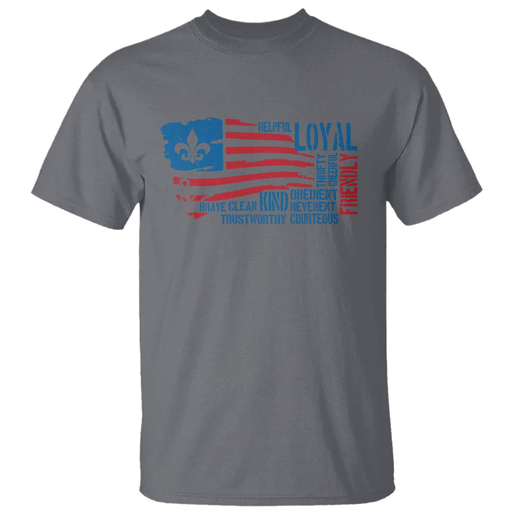 Scouting T Shirt America Flag Scouting Law Camping Outdoor Adventure TS09 Charcoal Printyourwear
